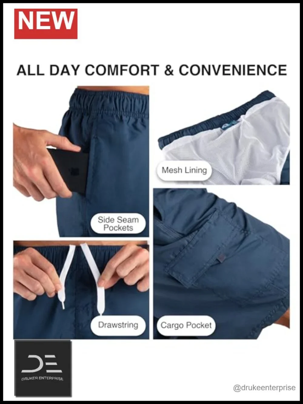 Men's Quick Dry Swim Trunks with UPF 50+ Sun Protection, 7